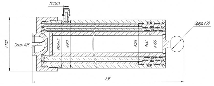 Telescopic cylinder. Scheme